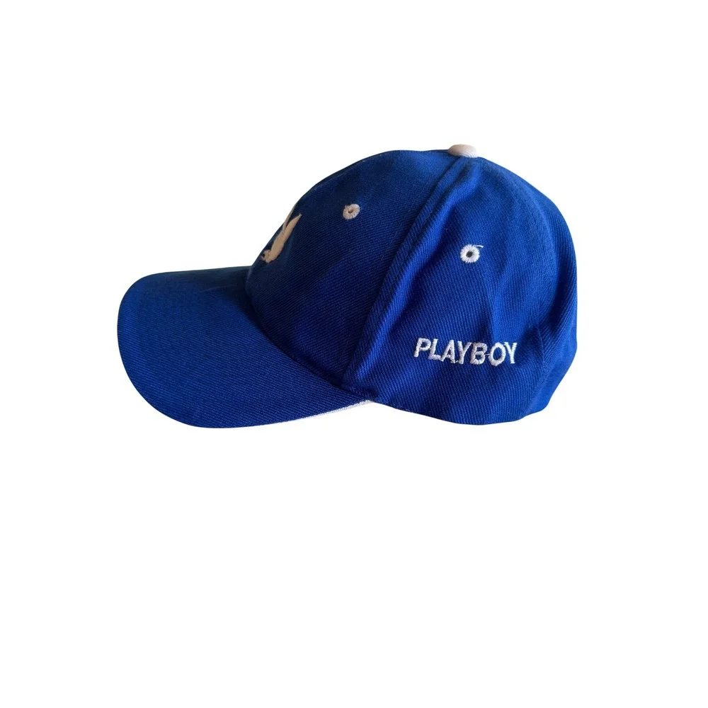 Playboy Baseball Cap Blue Embroidered Bunny Logo Adjustable Strap Hat